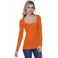 T-shirt col carré doublé devant manches longues CLARA05