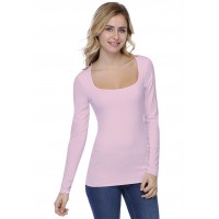 T-shirt col carré doublé devant manches longues CLARA05