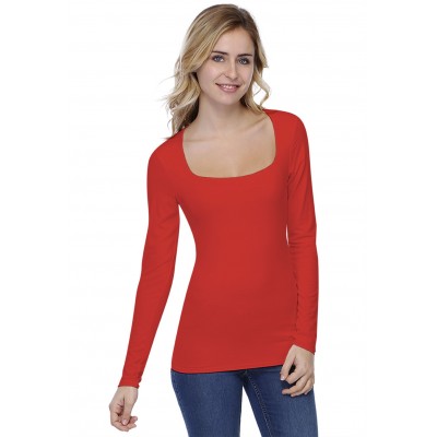 T-shirt col carré doublé devant manches longues CLARA05