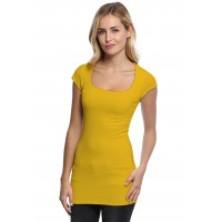 T-shirt long col carré doublé devant en modal CLARA07