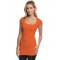 T-shirt long col carré doublé devant en modal CLARA07