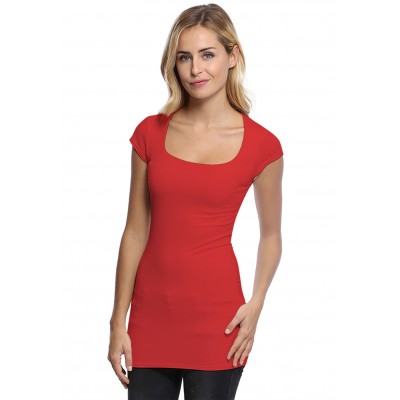 T-shirt long col carré doublé devant en modal CLARA07