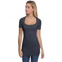 T-shirt long col carré doublé devant manches courtes en modal CLARA08