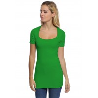 T-shirt long col carré doublé devant manches courtes en modal CLARA08