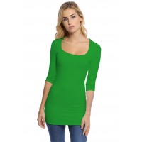 T-shirt long col carré doublé devant manches 3-4 en viscose CLARA09