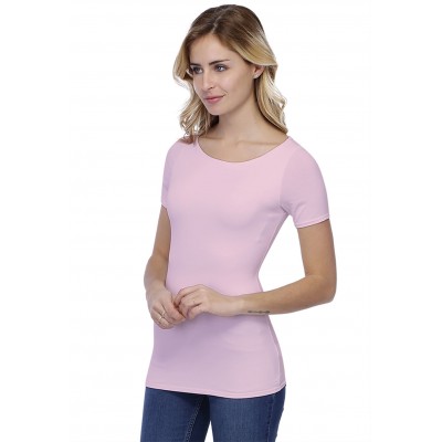 T-shirt col bateau doublé devant manches courtes en modal DORIS03