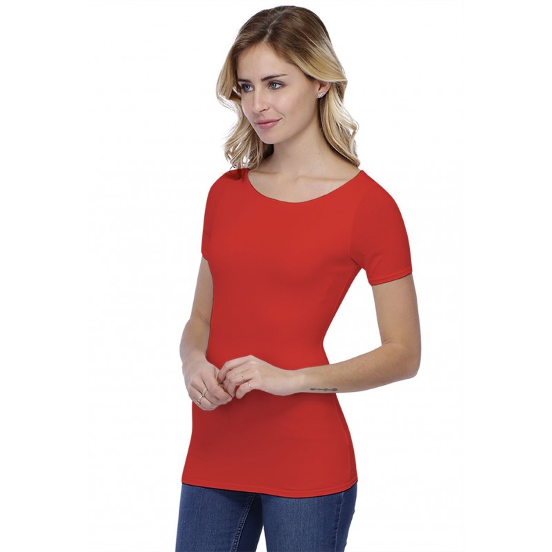 T-shirt col bateau doublé devant manches courtes en modal DORIS03 T-shirt col bateau doublé devant manches courtes en modal DORIS03
