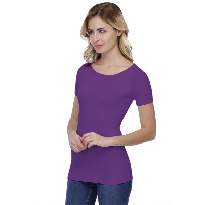 T-shirt col bateau doublé devant manches courtes en modal DORIS03