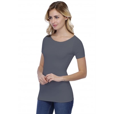 T-shirt col bateau doublé devant manches courtes en modal DORIS03