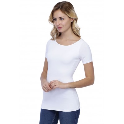 T-shirt col bateau doublé devant manches courtes en modal DORIS03