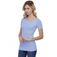 T-shirt col bateau doublé devant manches courtes en modal DORIS03