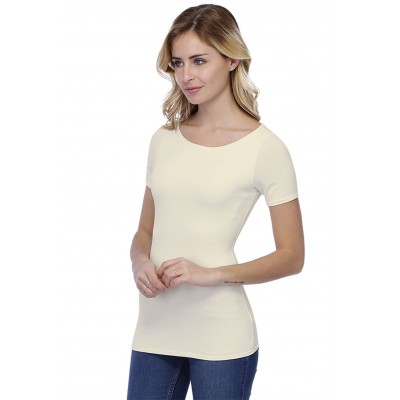 T-shirt col bateau doublé devant manches courtes en modal DORIS03