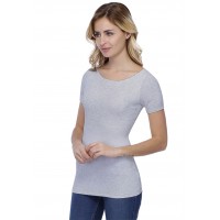 T-shirt col bateau doublé devant manches courtes en modal DORIS03