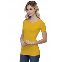 T-shirt col bateau doublé devant manches courtes en modal DORIS03