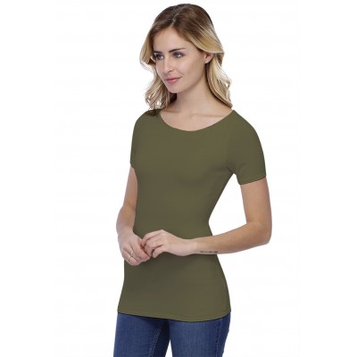T-shirt col bateau doublé devant manches courtes en modal DORIS03