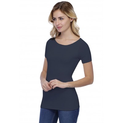 T-shirt col bateau doublé devant manches courtes en modal DORIS03