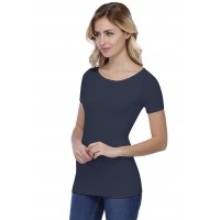 T-shirt col bateau doublé devant manches courtes en modal DORIS03