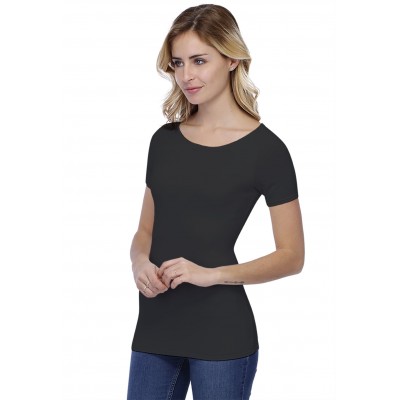 T-shirt col bateau doublé devant manches courtes en modal DORIS03