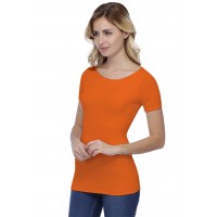 T-shirt col bateau doublé devant manches courtes en modal DORIS03