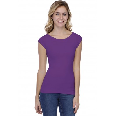T-shirt col bateau doublé devant manches courtes en modal DORIS02