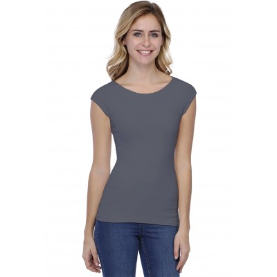 T-shirt col bateau doublé devant manches courtes en modal DORIS02