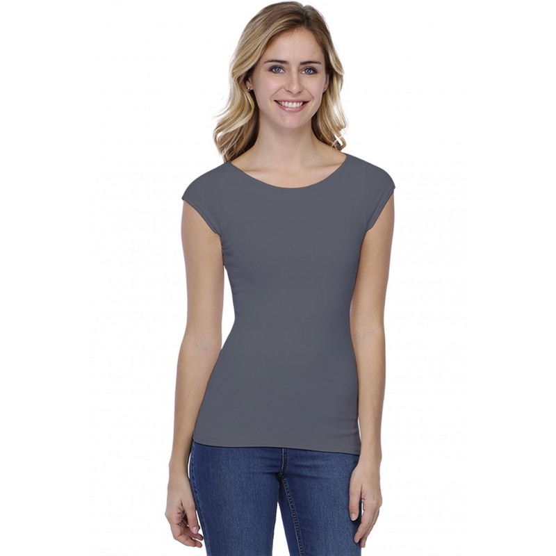 T-shirt col bateau doublé devant manches courtes en modal DORIS02 T-shirt col bateau doublé devant manches courtes en modal DORIS02