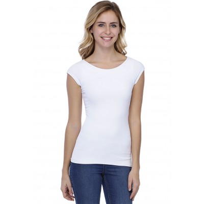T-shirt col bateau doublé devant manches courtes en modal DORIS02