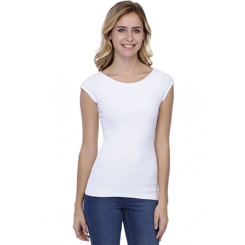 T-shirt col bateau doublé devant manches courtes en modal DORIS02 T-shirt col bateau doublé devant manches courtes en modal DORIS02