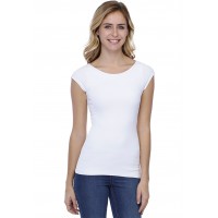 T-shirt col bateau doublé devant manches courtes en modal DORIS02