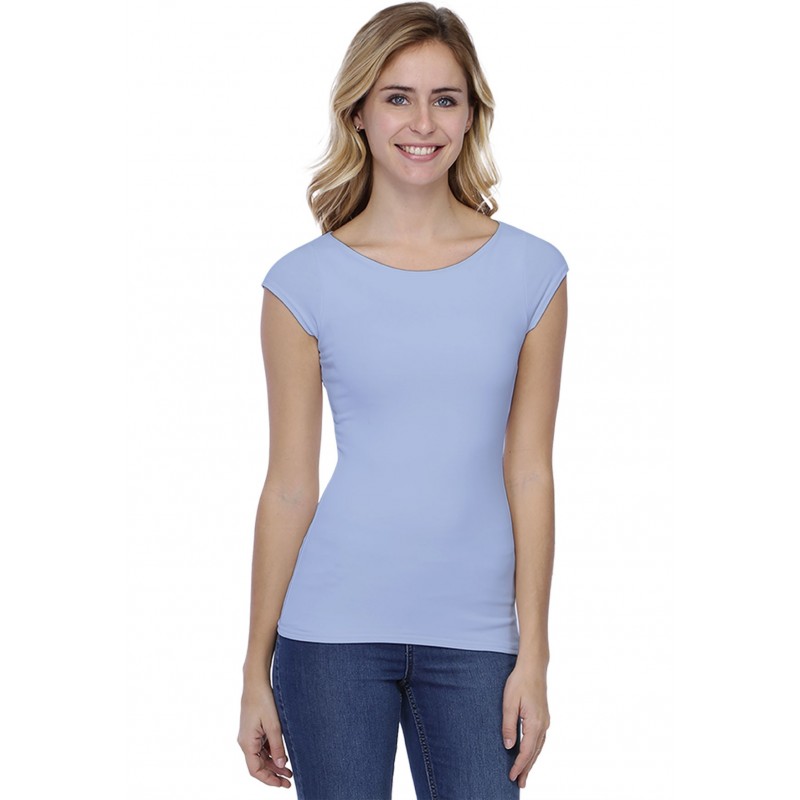 T-shirt col bateau doublé devant manches courtes en modal DORIS02 T-shirt col bateau doublé devant manches courtes en modal DORIS02