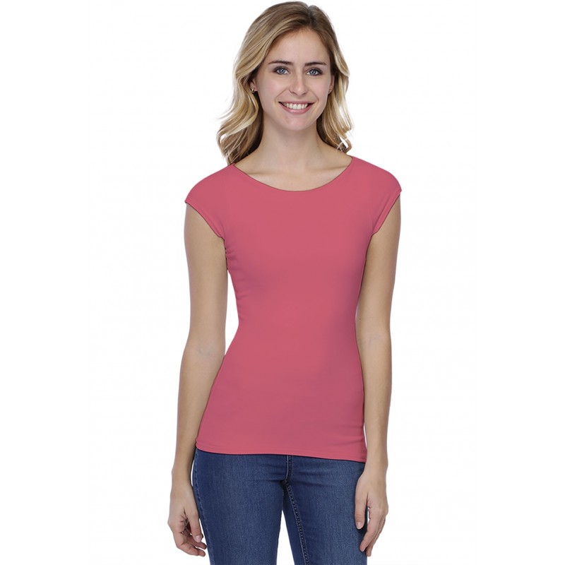 T-shirt col bateau doublé devant manches courtes en modal DORIS02 T-shirt col bateau doublé devant manches courtes en modal DORIS02
