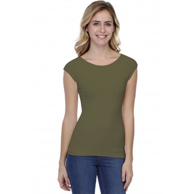 T-shirt col bateau doublé devant manches courtes en modal DORIS02