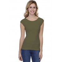 T-shirt col bateau doublé devant manches courtes en modal DORIS02