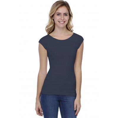 T-shirt col bateau doublé devant manches courtes en modal DORIS02