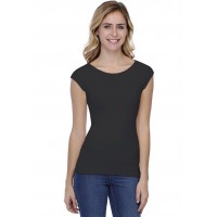 T-shirt col bateau doublé devant manches courtes en modal DORIS02