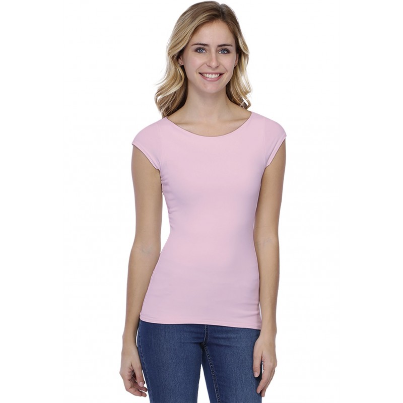 T-shirt col bateau doublé devant manches courtes en modal DORIS02 T-shirt col bateau doublé devant manches courtes en modal DORIS02