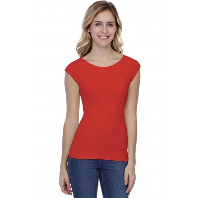 T-shirt col bateau doublé devant manches courtes en modal DORIS02