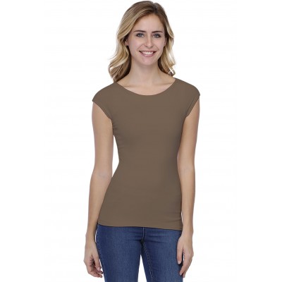 T-shirt col bateau doublé devant manches courtes en modal DORIS02