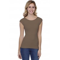 T-shirt col bateau doublé devant manches courtes en modal DORIS02
