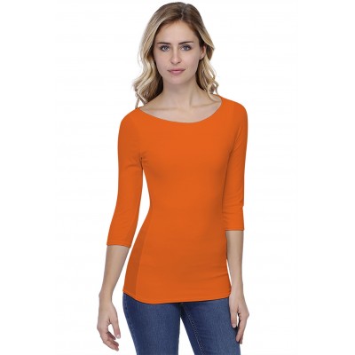 T-shirt col bateau doublé devant manches 3-4 en modal DORIS04