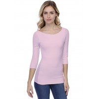 T-shirt col bateau doublé devant manches 3-4 en modal DORIS04