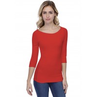 T-shirt col bateau doublé devant manches 3-4 en modal DORIS04