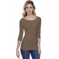 T-shirt col bateau doublé devant manches 3-4 en modal DORIS04