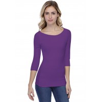 T-shirt col bateau doublé devant manches 3-4 en modal DORIS04