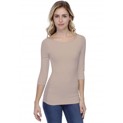 T-shirt col bateau doublé devant manches 3-4 en modal DORIS04