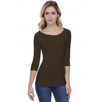 T-shirt col bateau doublé devant manches 3-4 en modal DORIS04