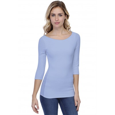 T-shirt col bateau doublé devant manches 3-4 en modal DORIS04