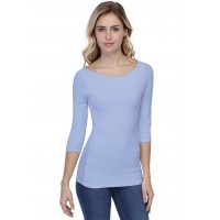 T-shirt col bateau doublé devant manches 3-4 en modal DORIS04