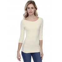 T-shirt col bateau doublé devant manches 3-4 en modal DORIS04