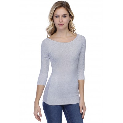T-shirt col bateau doublé devant manches 3-4 en modal DORIS04